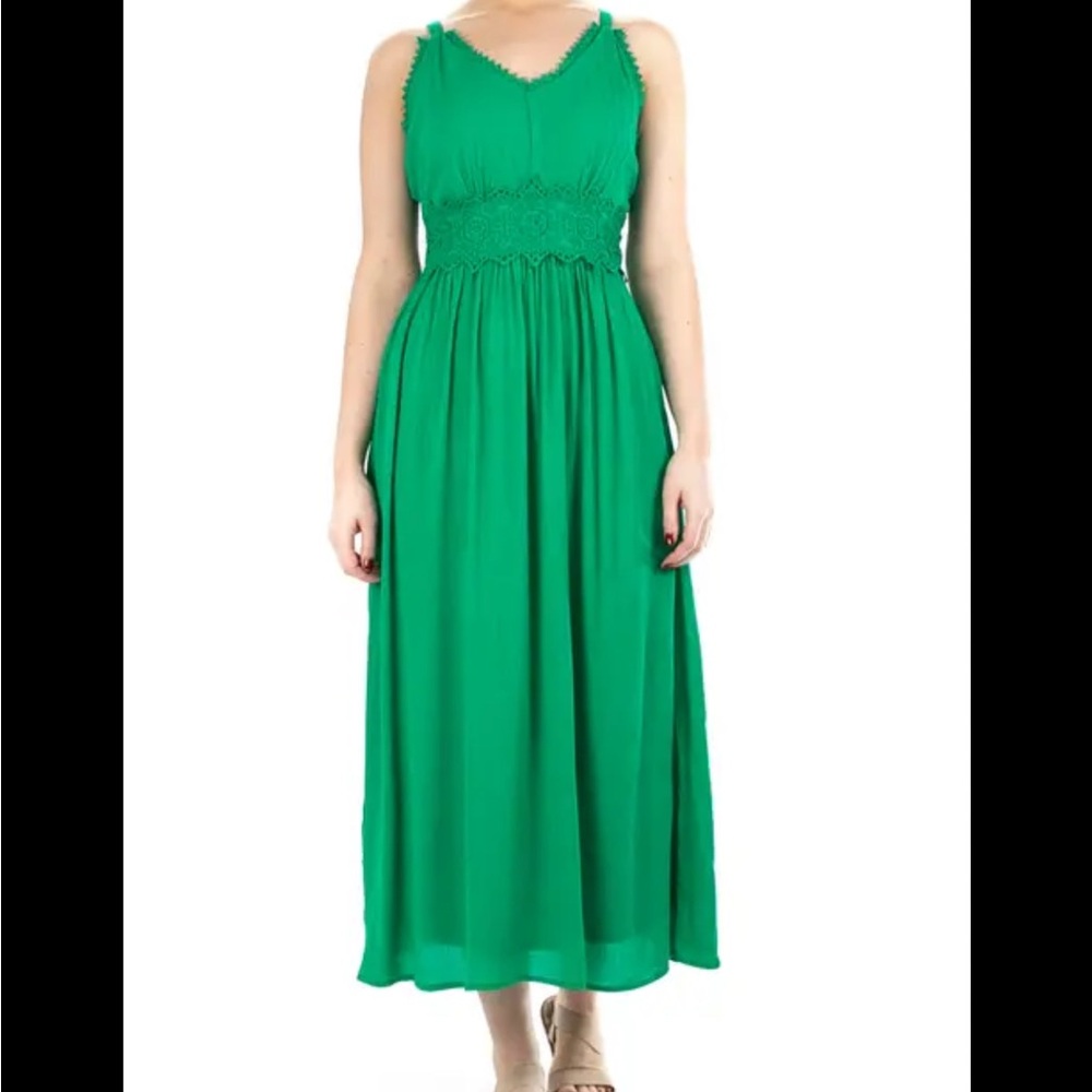 Nina Leonard Vibrant Green Maxi Dress
